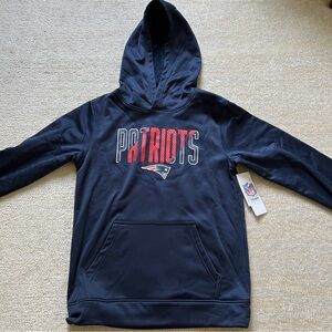 Patriots Pullover Hoodie Blue Boys Size L 10/12 NFL NWT